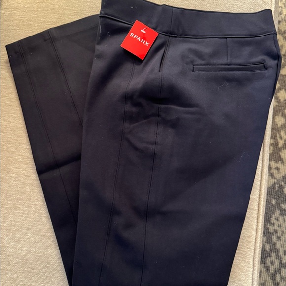NWT SPANXsmooth PerfectFit Ponte Slim Straight Pant, navy, small - Picture 2 of 3